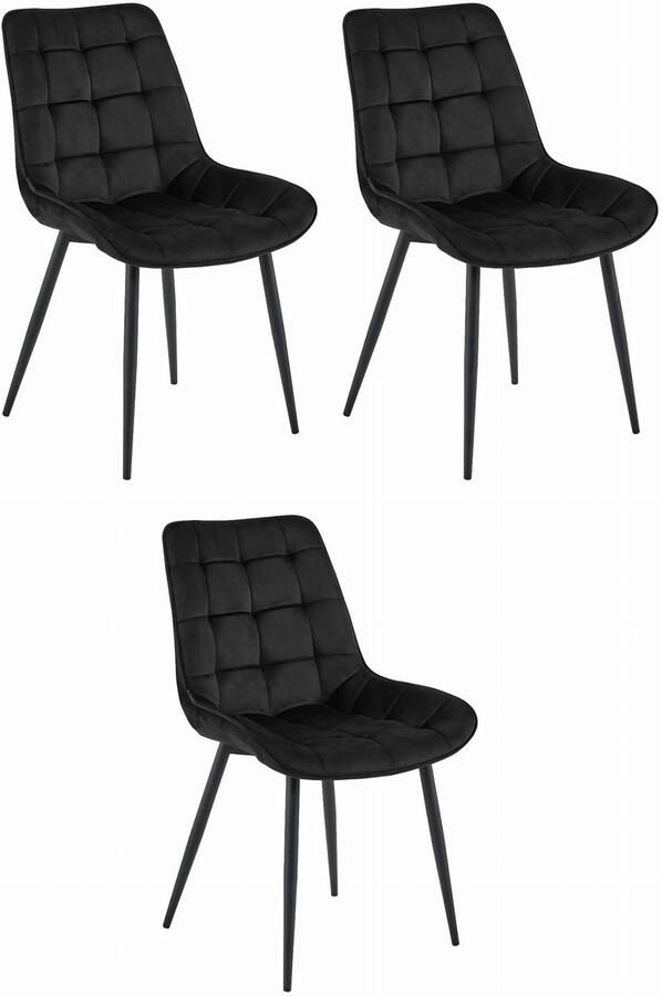 LEOBERT BERA stoel Zwart fluweel Zwarte poten x 3