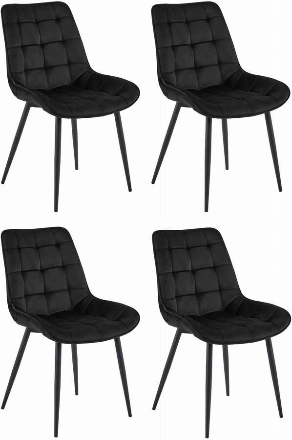 LEOBERT BERA stoel Zwart fluweel Zwarte poten x 4