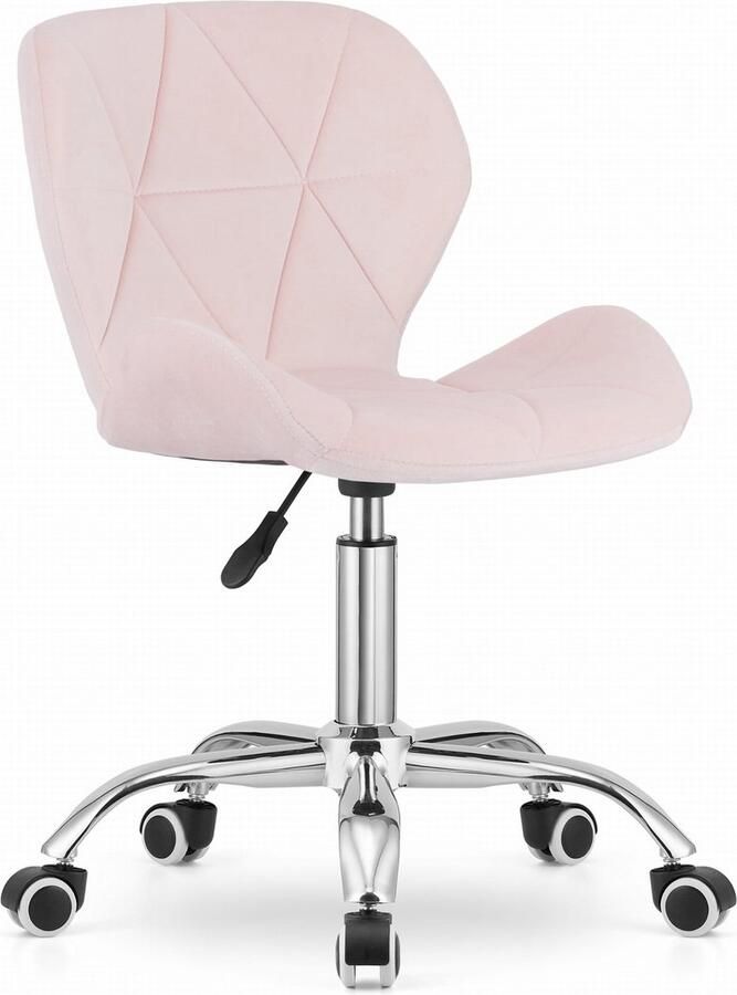 Merlkloos AVOLA DORY-21 Draaistoel Roze Ergonomisch en Verstelbare Zithoogte 5-Poot Chrome Basis Velvet Zitting Geschikt voor Thuis en Kantoor Max. 110 kg - Foto 2