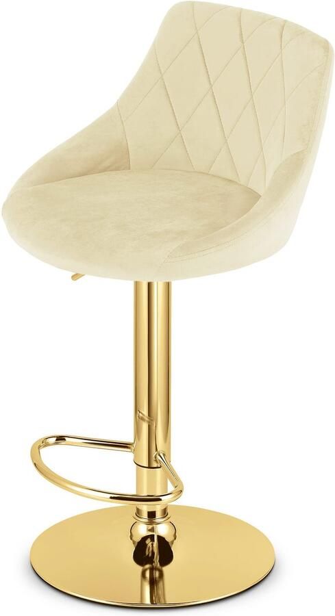 LEOBERT KAST kruk beige fluweel gouden voet