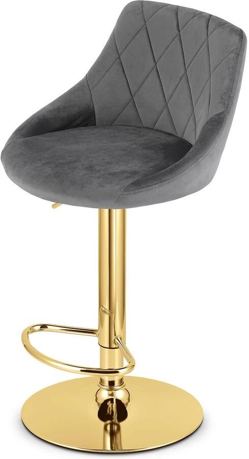 LEOBERT KAST kruk grijs fluweel gouden voet x 2