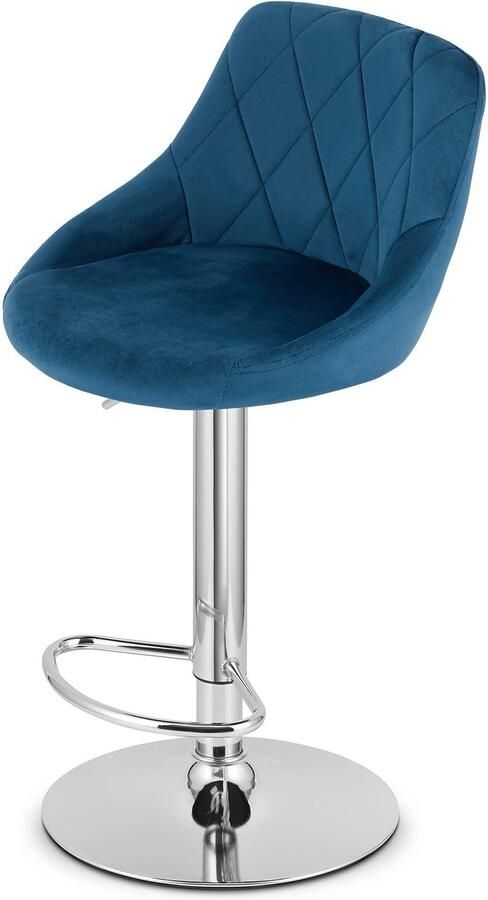 LEOBERT KAST kruk marineblauw fluweel chromen onderstel x 2