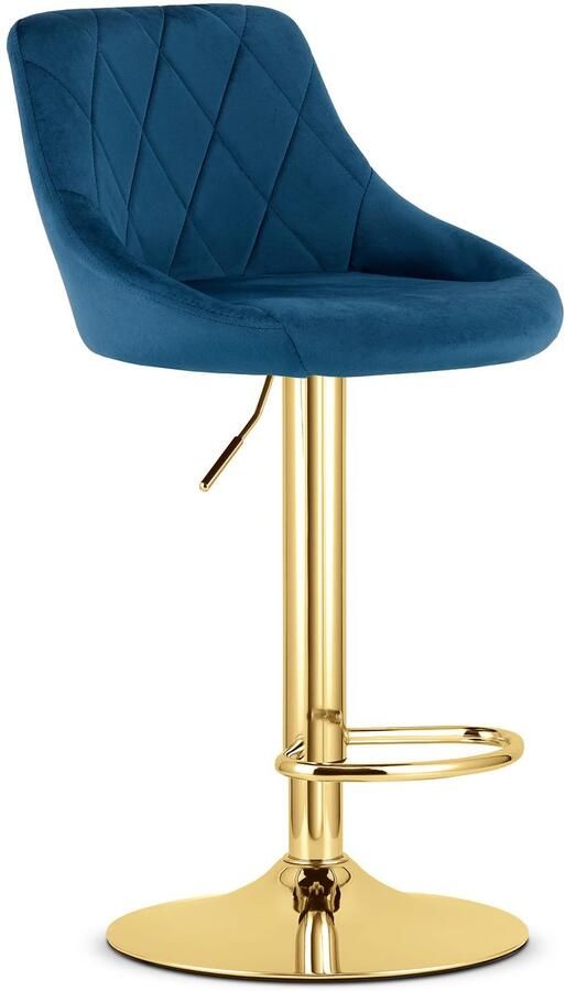 LEOBERT KAST kruk marineblauw fluweel gouden voet x 2