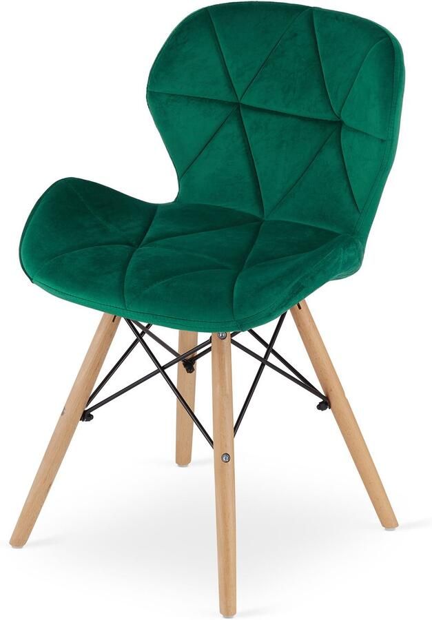 LEOBERT Eetkamerstoel LAGO Groen Velvet Bekleding Houten Poten Ergonomisch Design Max. 120 kg Stijlvolle Look - Foto 2