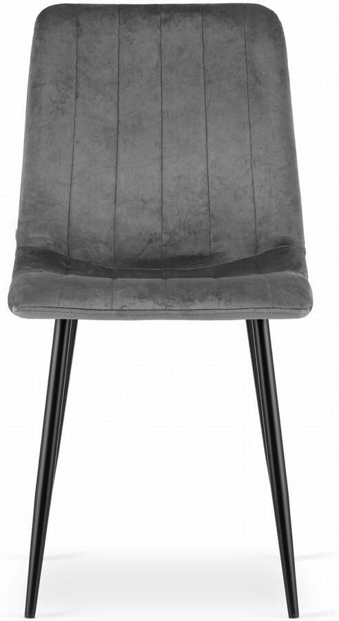 Oskar Set van 2 Eetkamerstoelen LAVA Donkergrijs Zwarte Metalen Poten Velvet Bekleding Industriële Stijl Max. 110 kg Ergonomisch Design Comfortabele Zitting - Foto 2
