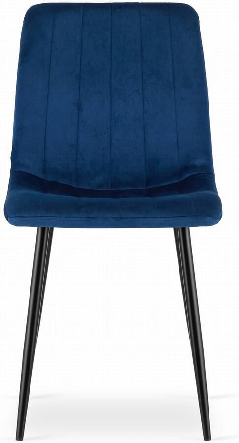 Oskar Set van 2 Eetkamerstoelen LAVA Donkerblauw Zwarte Metalen Poten Velvet Bekleding Industriële Stijl Max. 110 kg Ergonomisch Design Comfortabele Zitting - Foto 2