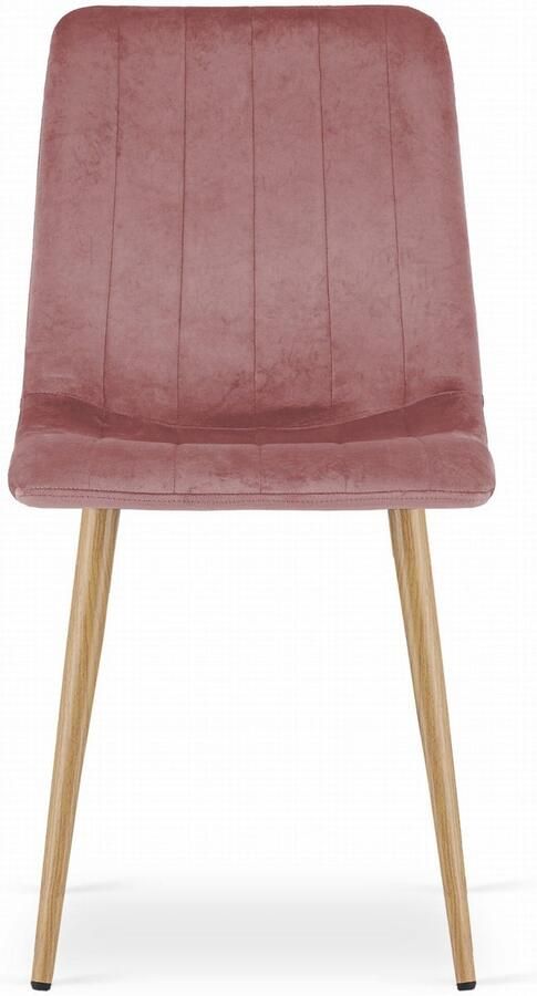 Oskar Set van 3 Eetkamerstoelen LAVA Donkerroze Houtlook Metalen Poten Velvet Bekleding Industriële Stijl Max. 110 kg Ergonomisch Design Comfortabele Zitting - Foto 2