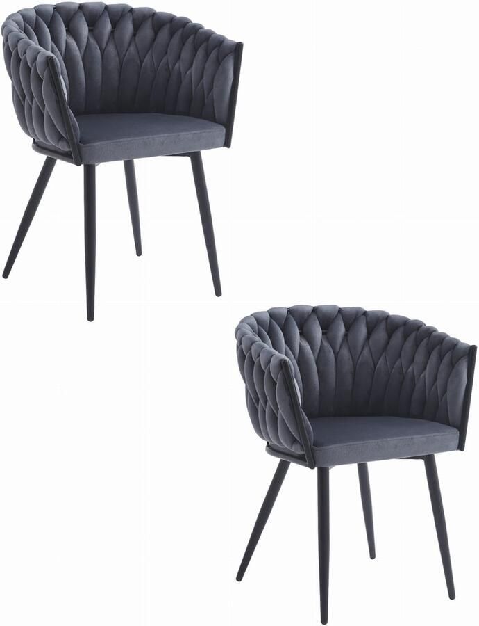 LEOBERT ORION stoel donkergrijs fluweel x 2