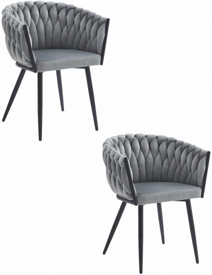 LEOBERT ORION stoel lichtgrijs fluweel x 2