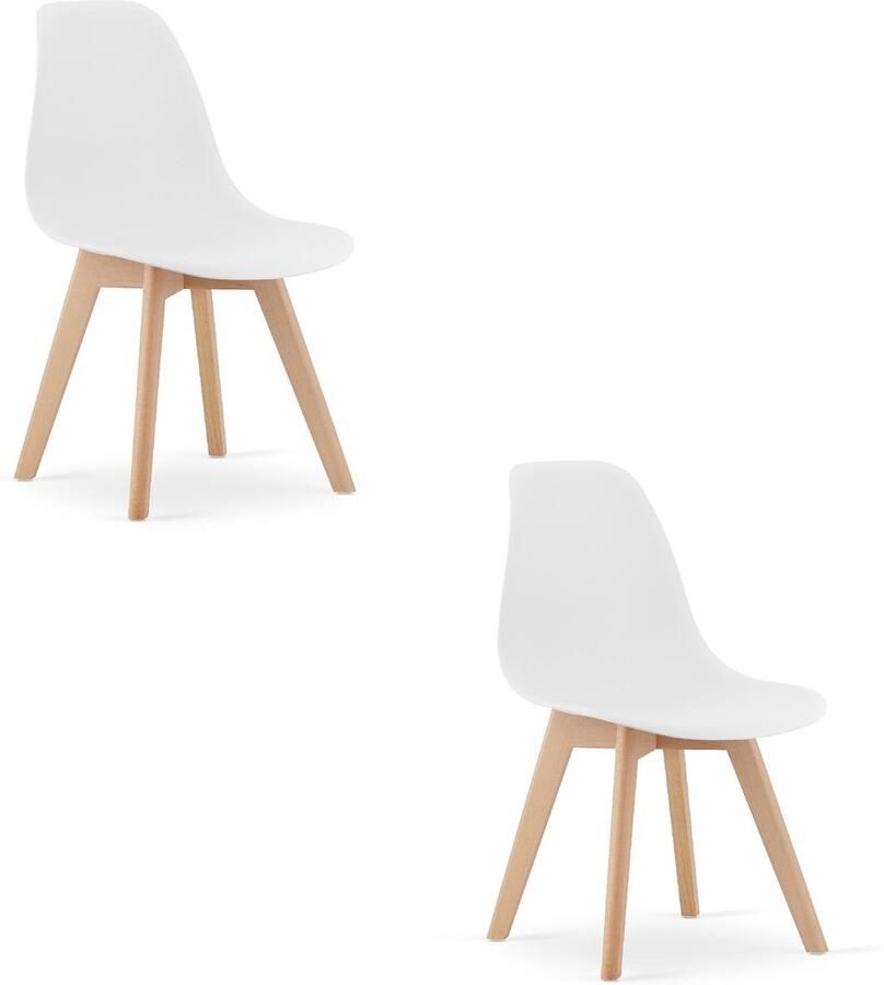 LEOBERT Set van 2 Eetkamerstoelen KITO – Wit – Beuken Poten – Kuipstoel met Kunststof Zitting – Tijdloos Design Functioneel en Duurzaam Geschikt voor Woonkamer Eetkamer en Kantoor