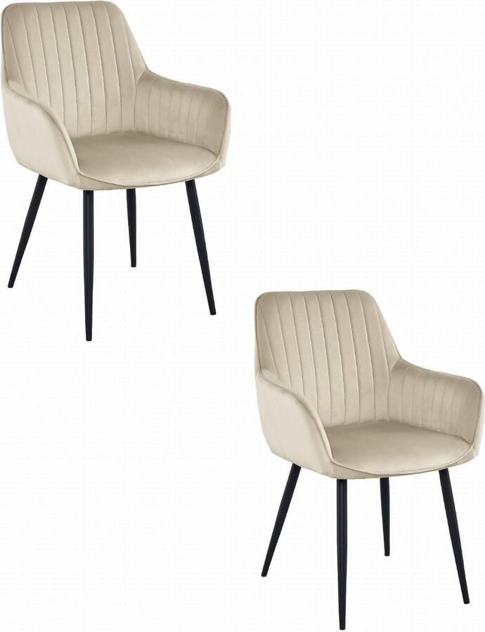 LEOBERT SOLDEN stoel beige fluweel zwarte poten x 2