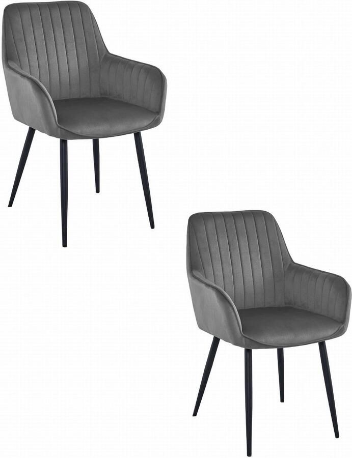 LEOBERT SOLDEN stoel donkergrijs fluweel zwarte poten x 2