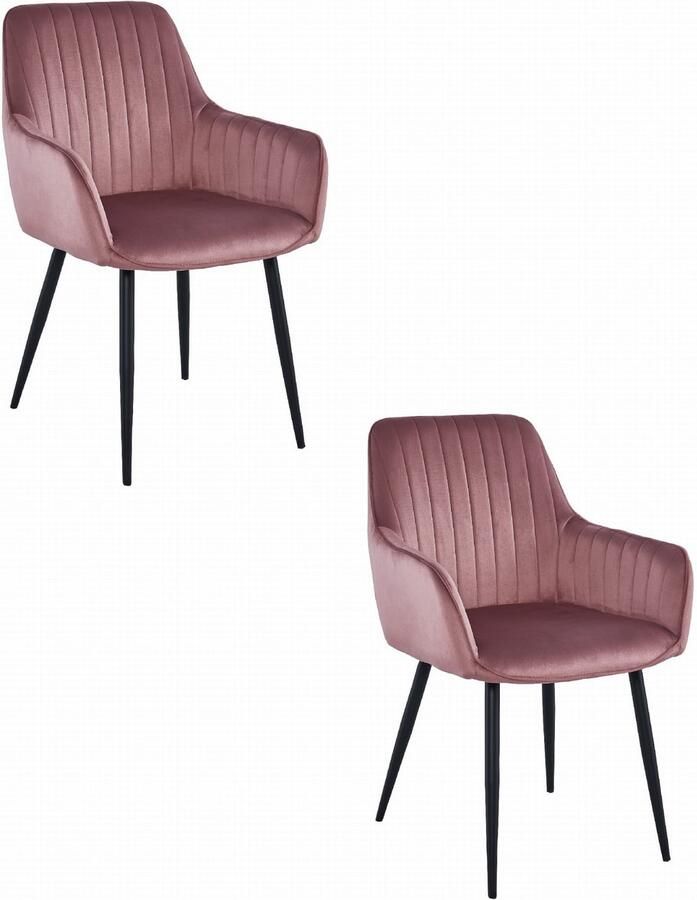 LEOBERT SOLDEN stoel roze fluweel zwarte poten x 2