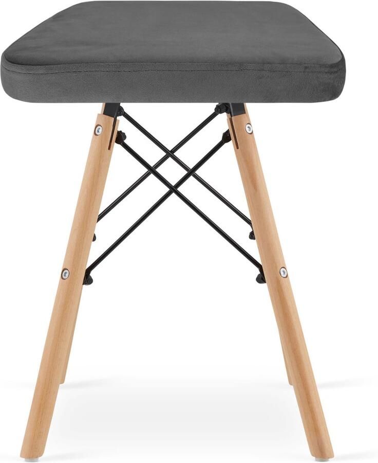 LEOBERT WERK kruk grijs fluweel natuurlijke poten x 2