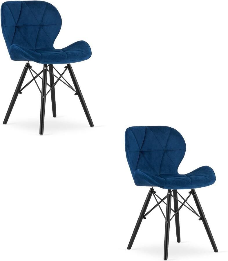 LEOBERT sp. z o.o. sp.k. LAGO Velvet Chair marineblauw zwarte poten x 2