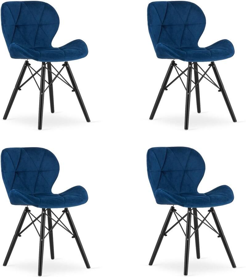 LEOBERT sp. z o.o. sp.k. LAGO Velvet Chair marineblauw zwarte poten x 4