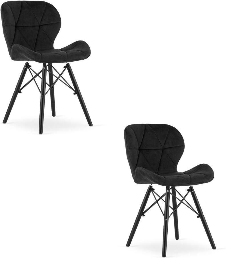 LEOBERT sp. z o.o. sp.k. LAGO Velvet Chair Zwart Zwarte poten x 2
