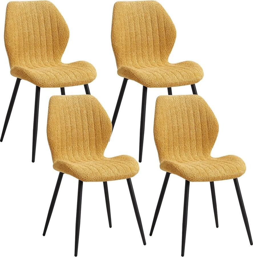 Leonova eetkamerstoelen set van 4 eetkamer stoelen 47.5x43x86 geel ijzeren poten met vloerbescherming
