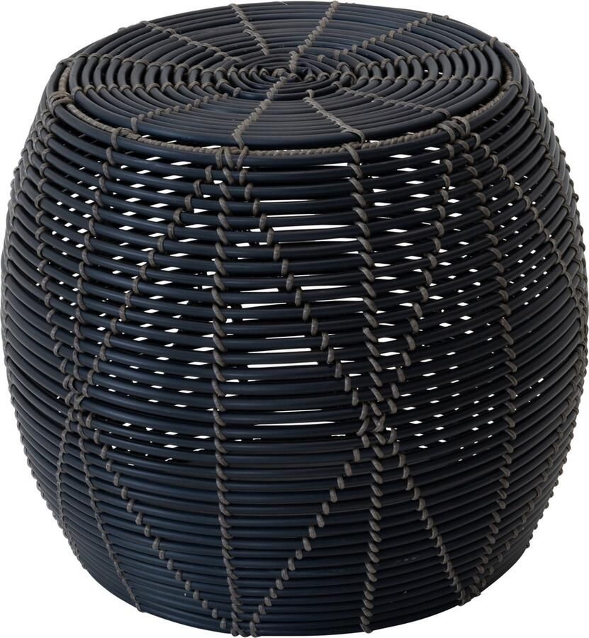 Lesliliving Outdoor Living Poef Birma wicker zwart ø46x40cm