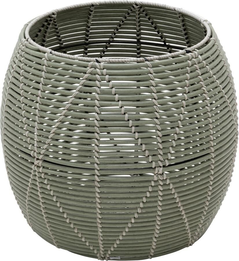Lesliliving Outdoor Living Poef Birma wicker groen ø46x40cm