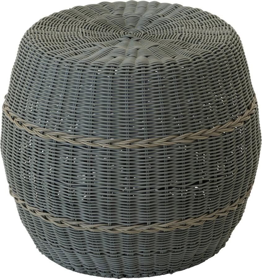 Lesliliving Outdoor Living Poef Laos wicker groen ø46x40cm