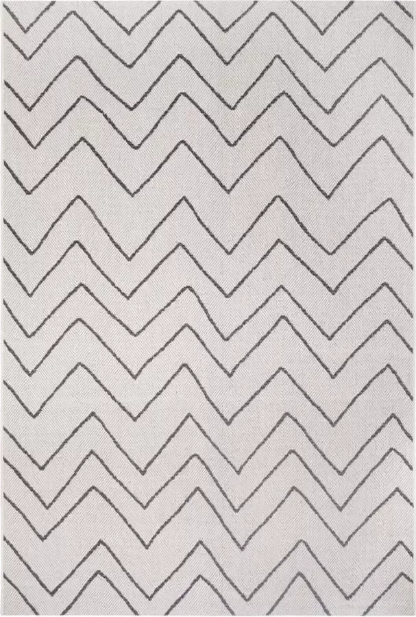 Leva Vloerkleed 120 cm x 170 cm Flor Crème Zwart