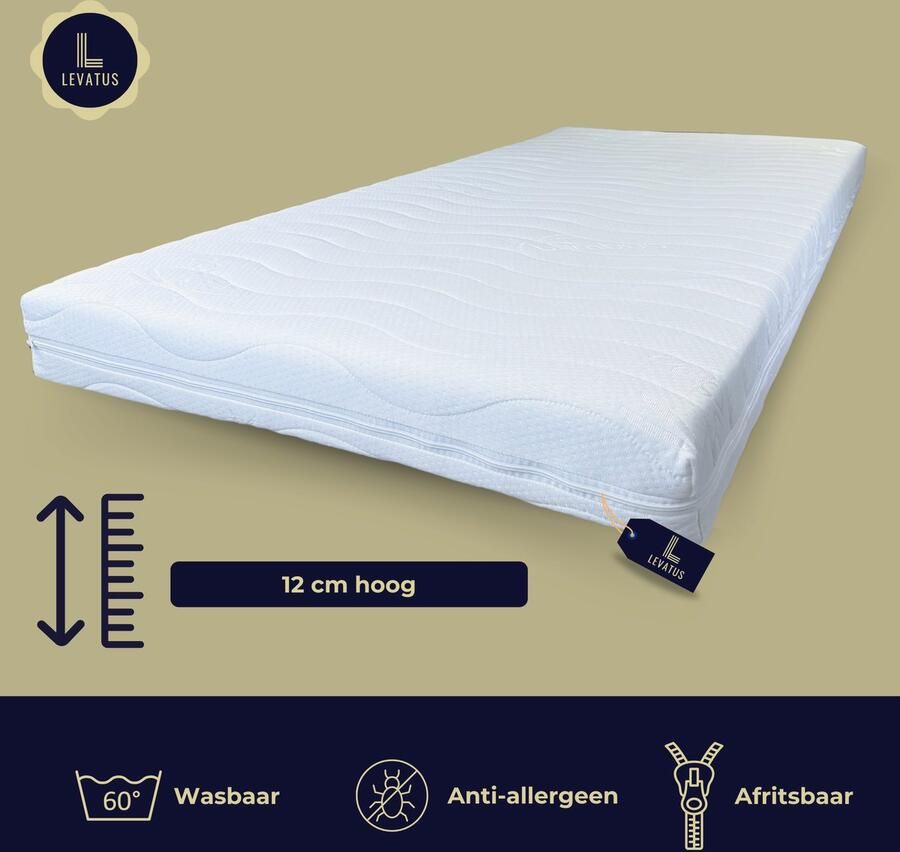 Levatus HR Koudschuim Topper 90x200x12 cm – Comfortabele Matrastopper met Hoge Veerkracht