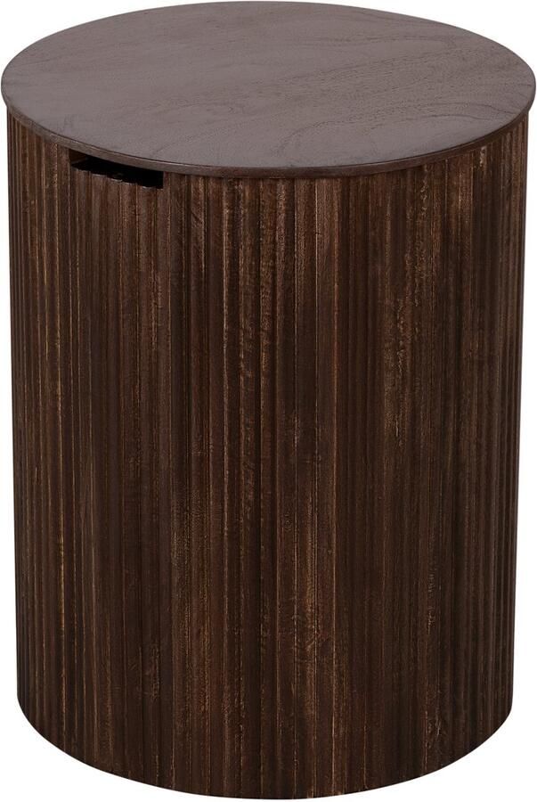 Lewis & Loft Bijzettafel Lonne FSC mangohout Met opbergruimte ⌀40 cm – Walnoot bruin