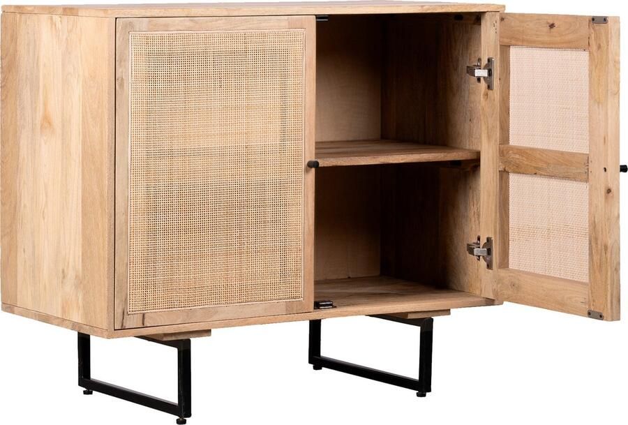 Lewis & Loft Dressoir Lucas – Met 2 deuren – FSC -gecertificeerd mangohout – Rotan – Naturel