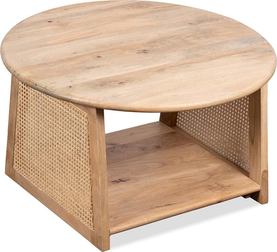 Lewis & Loft Salontafel Lene – Rond – Rotan – FSC -gecertificeerd mangohout – Naturel