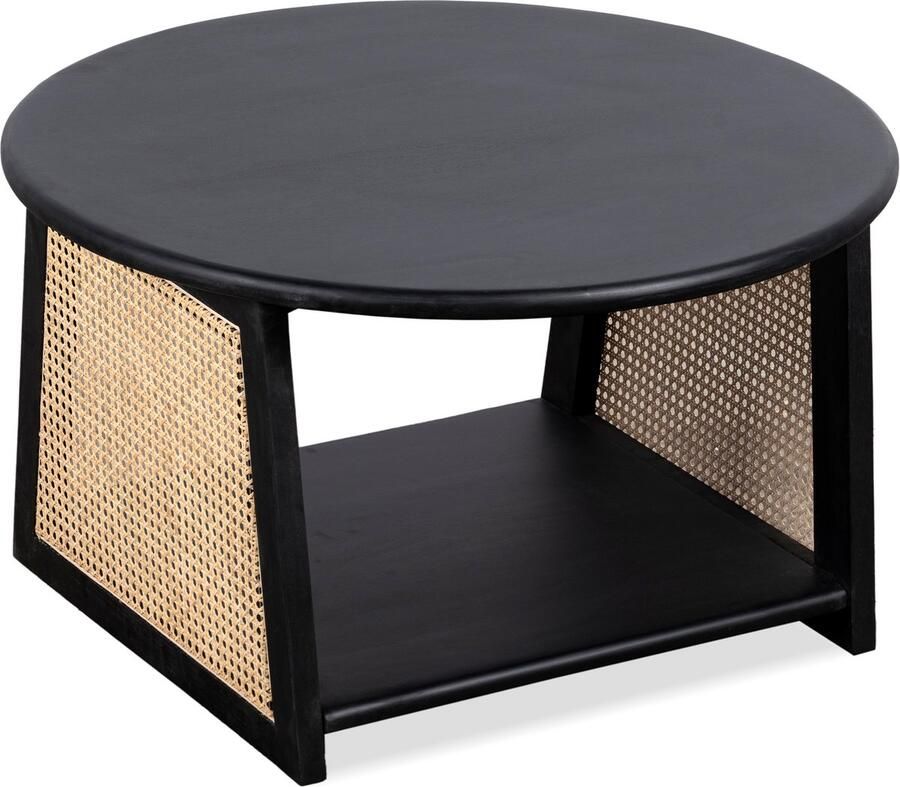 Lewis & Loft Salontafel Lene – Rond – Rotan – FSC -gecertificeerd mangohout – Zwart