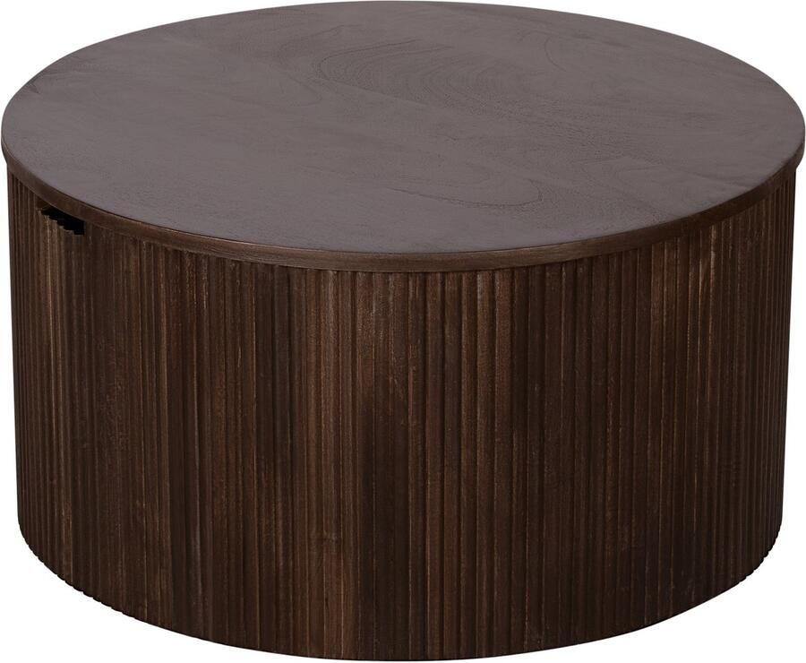 Lewis & Loft Salontafel Lonne FSC mangohout Met opbergruimte ⌀70 cm – Walnoot bruin