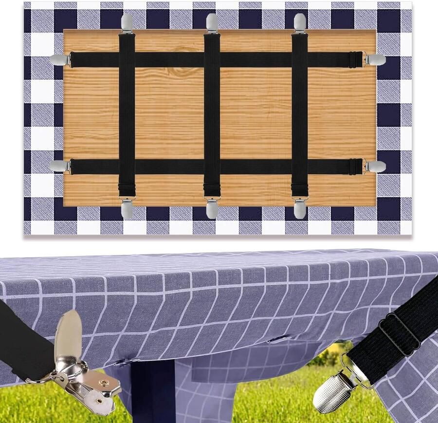 Tafelkleedhouders voor dikke tafelbladen 5 stuks Verborgen riem Verstelbare elasticiteit Tafelkleedklemmen tafelkleedclips voor tuintafel Restaurant Familie buiten eettafel