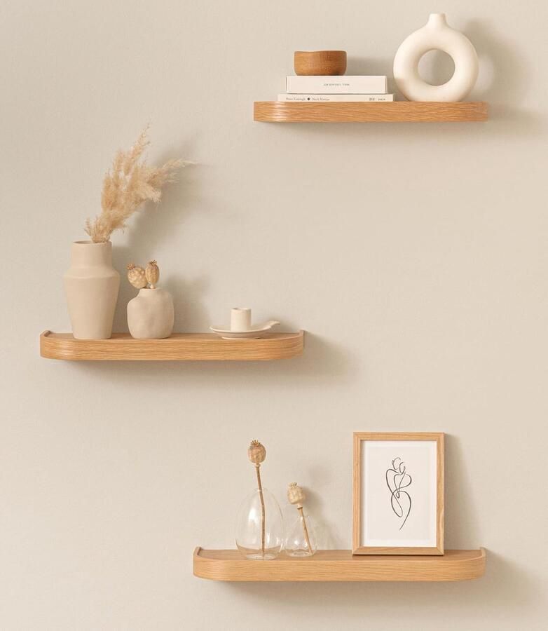 Imperatoris Wandplank 3 Stuks Wandplank Zwevend van Eikenhout Wandrek Hoek Boekenplank Boekenrek Muurplank Wandrek voor Slaapkamer 13 x 47 x 3 2 cm Oak