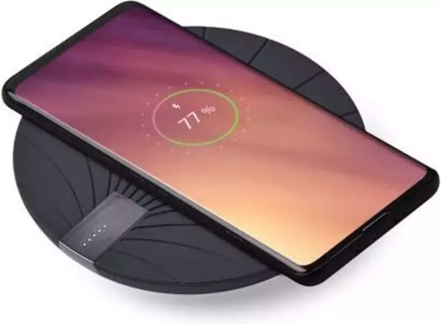 Lexon Bali 2 in 1 Draadloze Oplader met Ingebouwde Power Bank 5000 mAh Zwart