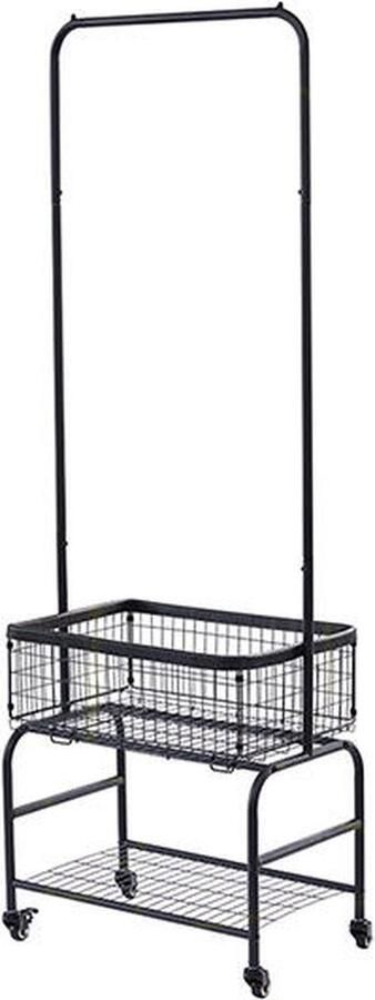 Orion Store Kledingrek op Wieltjes Zwart Metalen 57x36x170 cm Verstelbaar en Multifunctioneel Droogrek Dubbel Laags Modern Design Voor Woonkamer Slaapkamer Badkamer