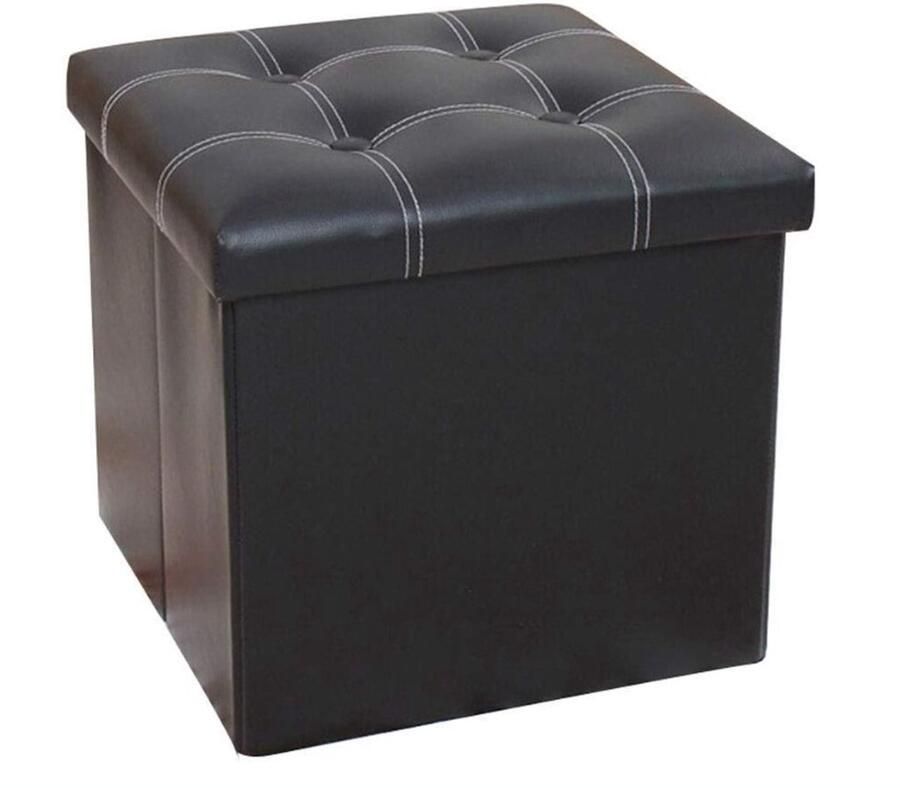 Lexorion Zwarte Zitstoel Lerren zitkist Zitbank Met Opbergruimte Kist Met Deksel Opvouwbaar Zit Meubel Ruimtebesparend Kist Met Deksel Opvouwbaar Zit meubel Opvowbare Poef Opbergdoos Zwart 38 x 38 x 38 cm