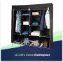 LG Life's green LG Life s Green XXL Opvouwbare kledingkast op pootjes Opbergkast Campingkast met stalen frame Duurzame stoffen garderobekast 12 vakken 2 vakken voor hangende kleding Ruimtebesparende kleerkast 168x45x180 cm Zwart - Thumbnail 1