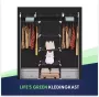 LG Life's green Life s Green KM2Z XXL Opvouwbare Kledingkast – 9 Legplanken en 2 ophangstangen – Stalen Frame met 200kg Draagkracht – Stoffen Garderobekast– Stevige kast kamperen – Ruimtebesparende Kleerkast – Opbergkast – Duurzaam Legkast – 150x45x175CM – Zwart - Thumbnail 2