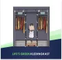 LG Life's green Life's Green KM2G XXL opvouwbare kledingkast – stalen frame met 200KG draagkracht – Opbergkast – Campingkast – duurzaam design stoffen garderobekast – 9 opslag planken en 2 ophangstangen – ruimtebesparende kleerkast – grijs – 150x45x175CM - Thumbnail 2