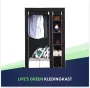 LG Life's green Life's Green KM3Z XL opvouwbare kledingkast – metalen frame met 140KG draagkracht – duurzaam design stoffen garderobekast – 5 opslag planken en 1 ophangstang – ruimtebesparende kleerkast – zwart – 110x45x175CM - Thumbnail 2