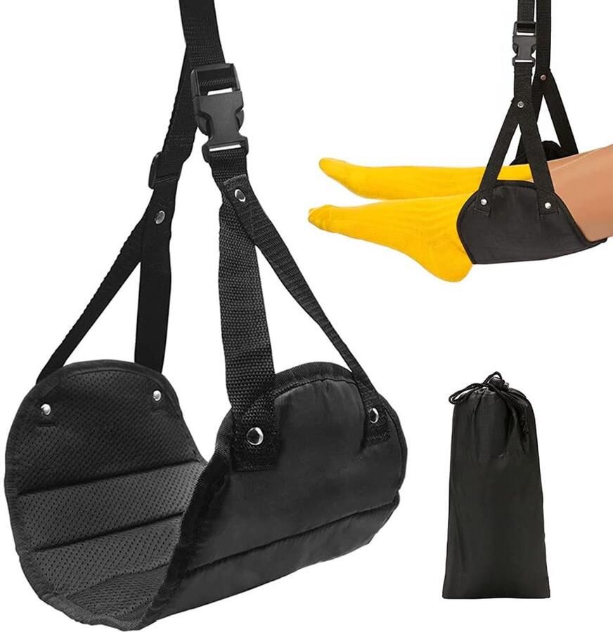 LICQIC Voetsteun Vliegtuig Draagbare Verstelbare Voetenhangmat Voetsteun voor Vliegtuigen Ontspanning en Comfort voor Lange Vluchte