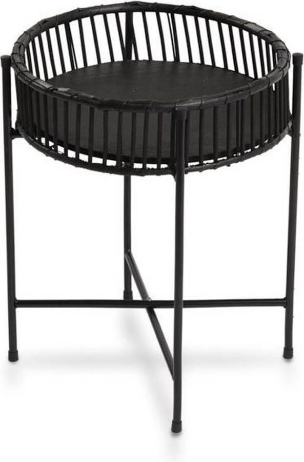 Lifa-Living Bijzettafel – Set van 2 – Modern – Zwart – Bamboe – Ronde Koffietafel