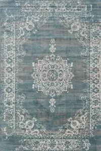 Lifa-Living BORZMARKT Vintage Vloerkleed Grijs en Blauw Tapijt Oosters Vloerkleed voor Woonkamer Slaapkamer 133 x 200 cm
