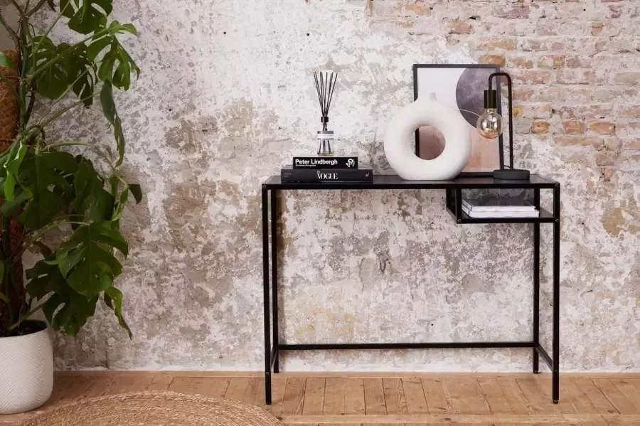 Lifa-Living Industrieel Bureau Zwart Metaal MDF met Onderblad Strak Design 100 x 36 x 76 cm - Foto 3