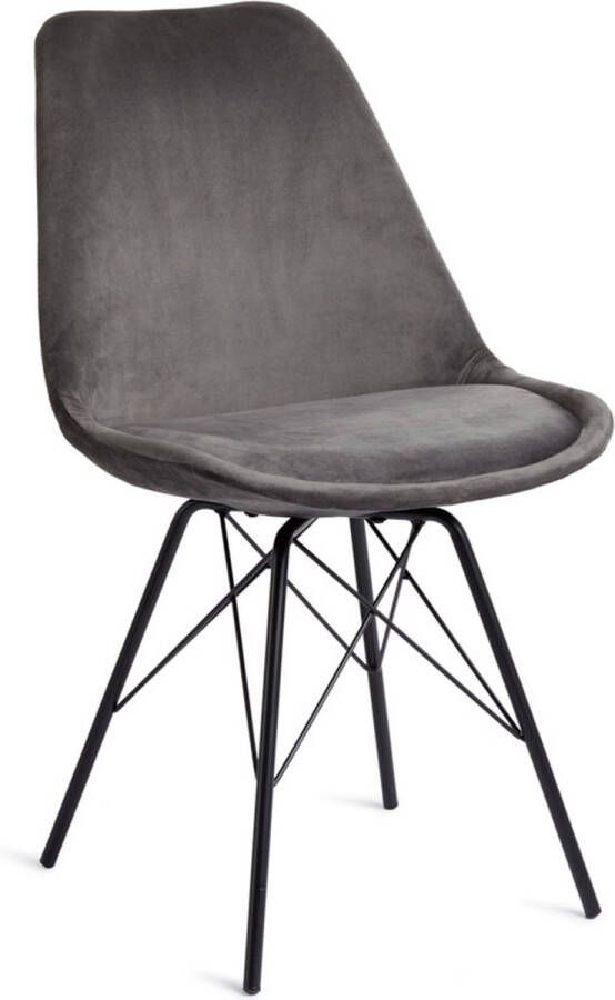 Lifa-Living Kuipstoel Napoli Set van 2 Grijs Fluweel Metalen Poten Draagkracht 100 kg