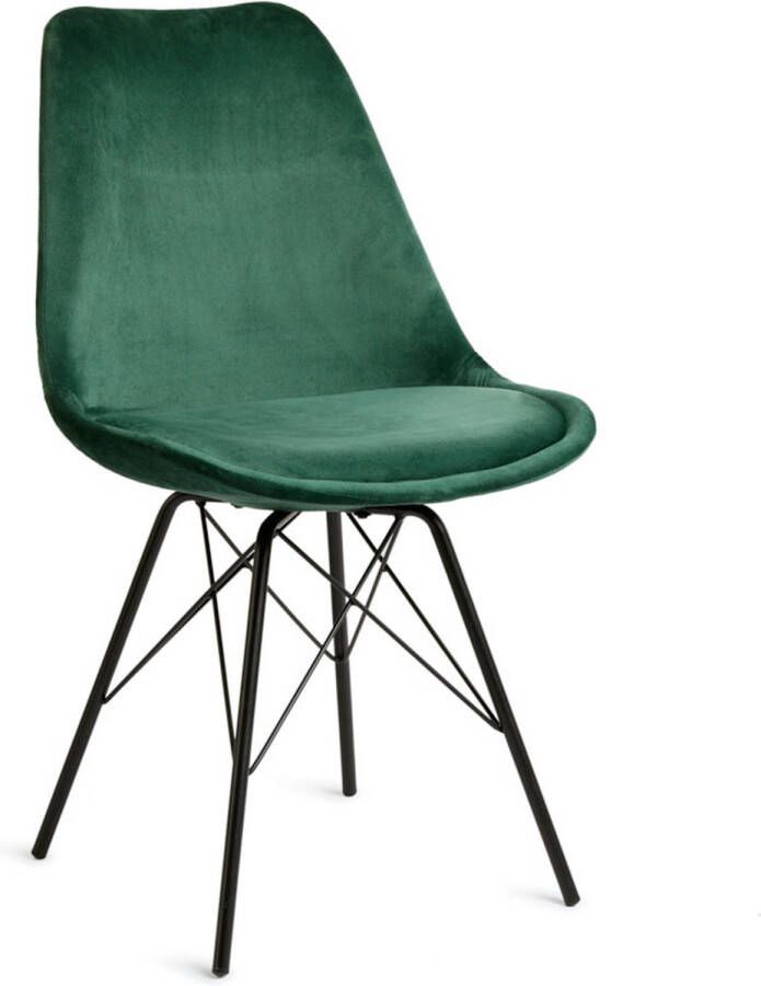 Lifa-Living Kuipstoel Napoli Set van 2 Groen Fluweel Metalen Poten Draagkracht 100 kg