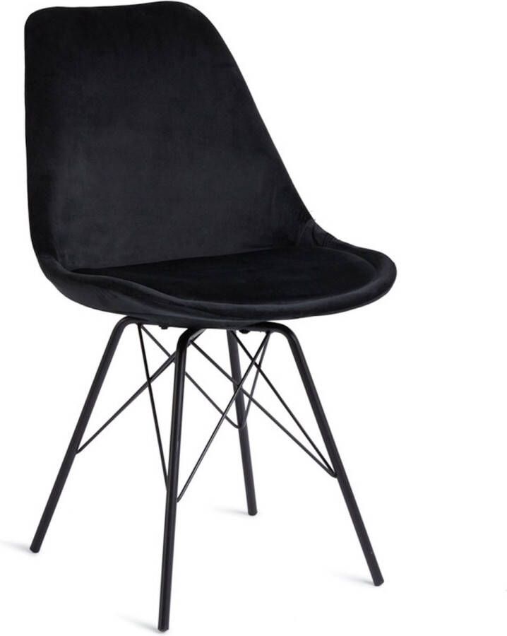 Lifa-Living Kuipstoel Napoli Set van 2 Zwart Fluweel Metalen Poten Draagkracht 100 kg