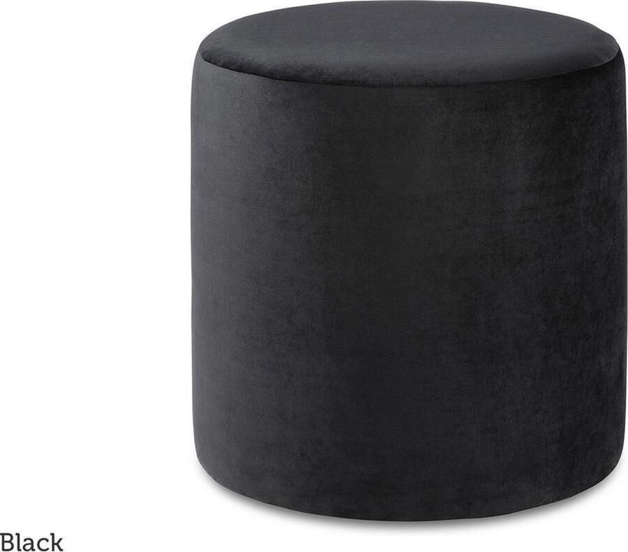Lifa-Living Fluwelen poef Amy Zwart rond 38 cm x 38 cm velvet poef black