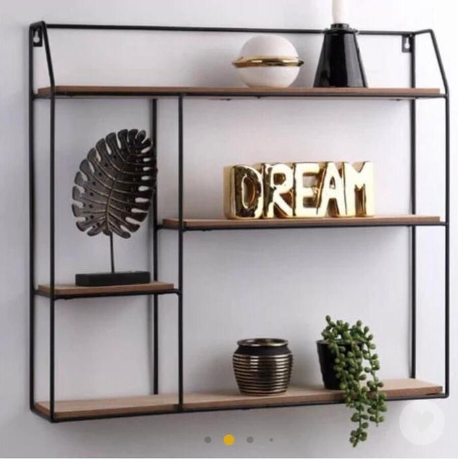 Lifa-Living Industrieel wandrek industriële planken ijzer plantenrek muur decoratie